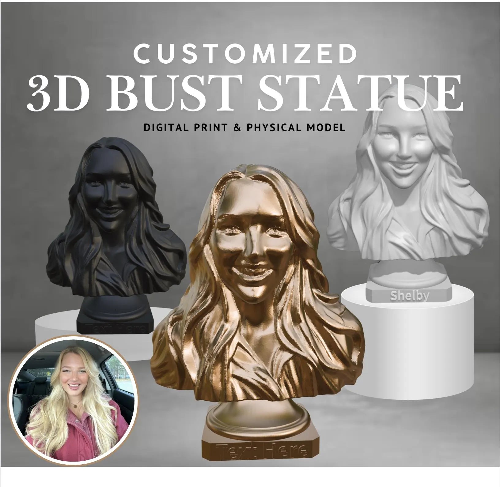 3D Printed Customized Bust Statue