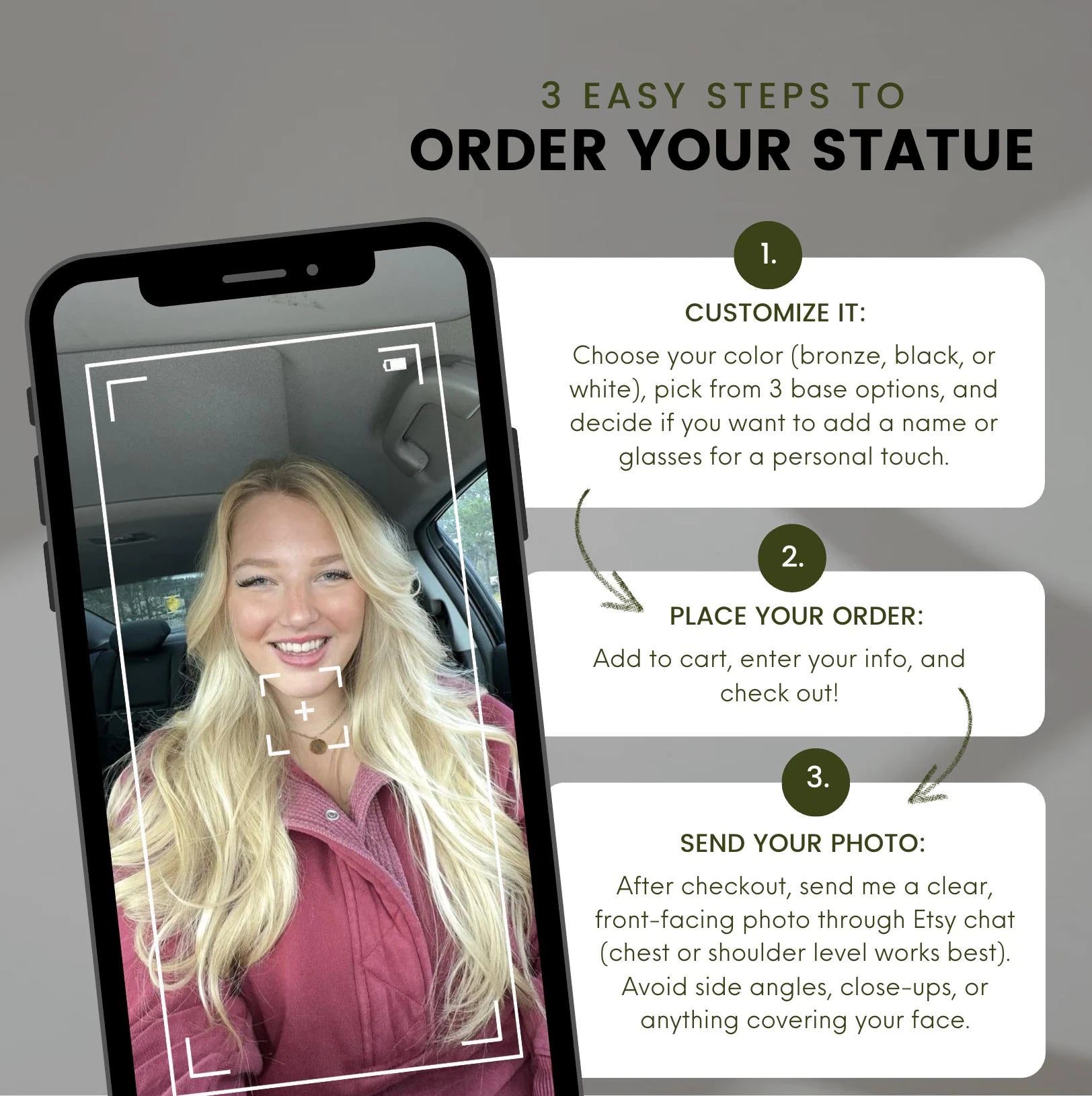 Taskmaster Trophy Customized Gold Bust Statue (4 in, 6 in, 8 in)