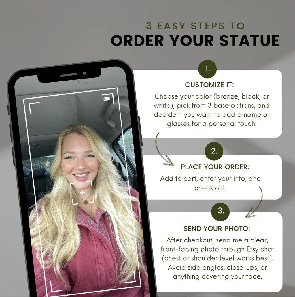 Taskmaster Trophy Customized Gold Bust Statue (4 in, 6 in, 8 in)