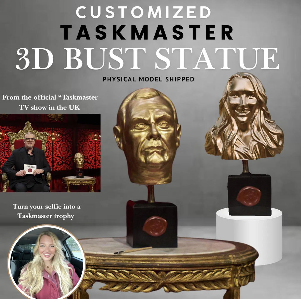 Taskmaster Trophy Customized Gold Bust Statue (4 in, 6 in, 8 in)